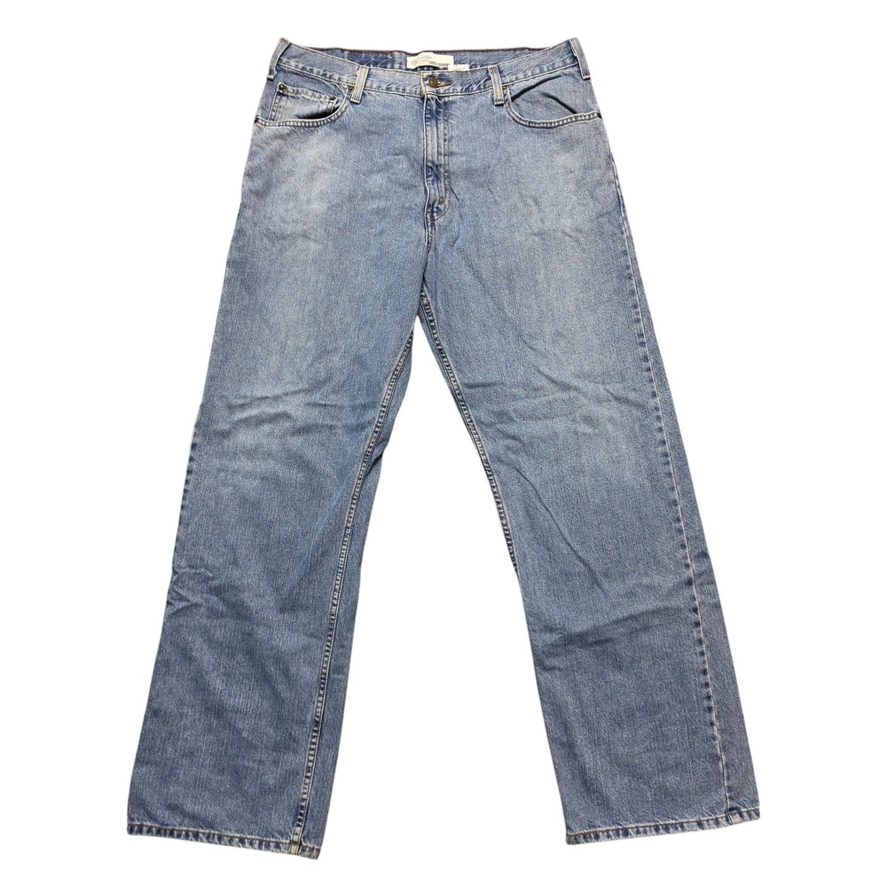 Y2K Baggy Skate Straight Denim Jeans Mens 36x34 Blue Levi Strauss Signature